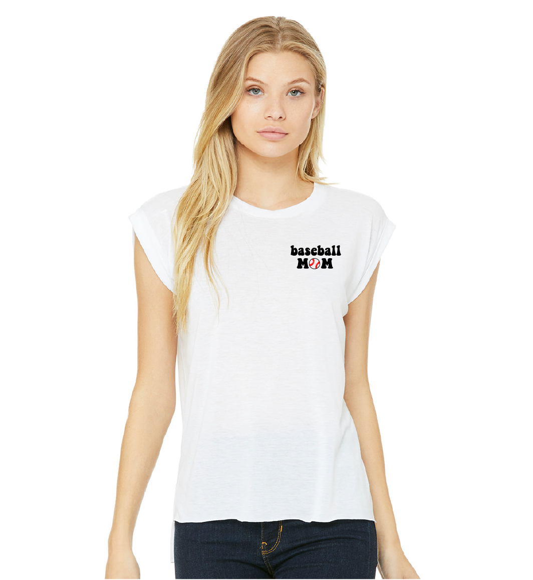 Baseball Mom Rolled Sleeve Tee