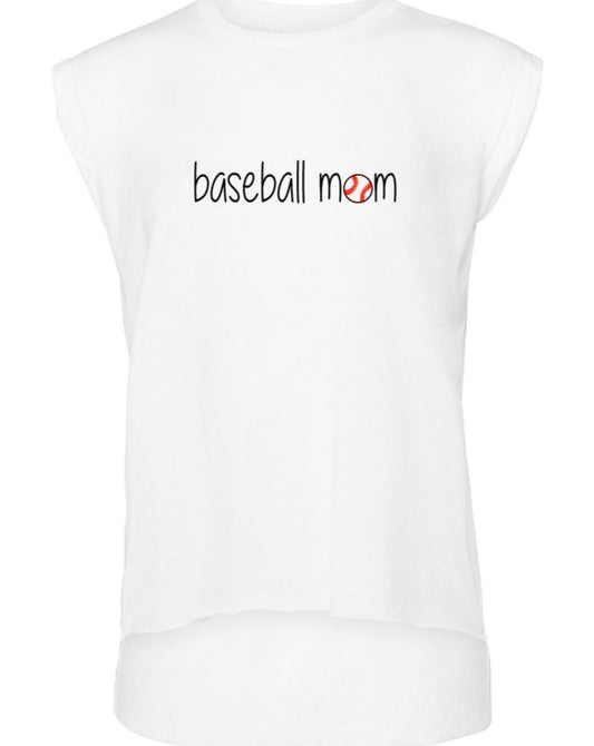 Baseball Mom White - Rolled Sleeve Shirt